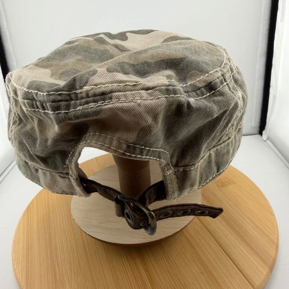 Rugged Camo Hunting Cadet Hat Leather Bill Deer Antler Patch Strapback Outdoors